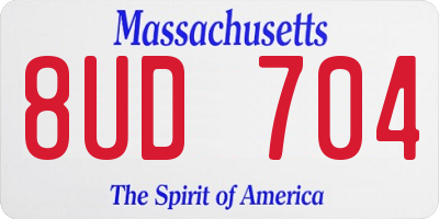 MA license plate 8UD704