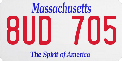 MA license plate 8UD705