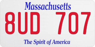 MA license plate 8UD707