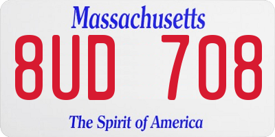 MA license plate 8UD708