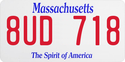 MA license plate 8UD718