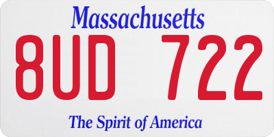 MA license plate 8UD722
