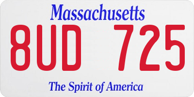 MA license plate 8UD725