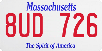 MA license plate 8UD726