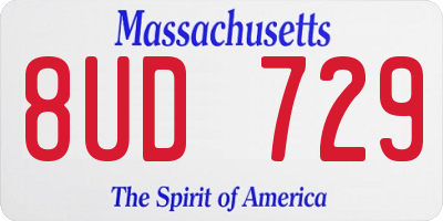 MA license plate 8UD729