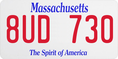 MA license plate 8UD730