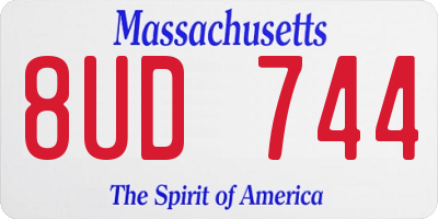 MA license plate 8UD744