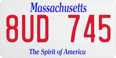 MA license plate 8UD745