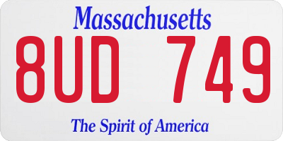 MA license plate 8UD749