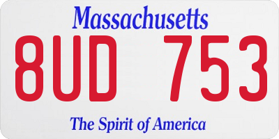 MA license plate 8UD753