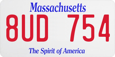 MA license plate 8UD754