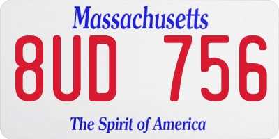 MA license plate 8UD756