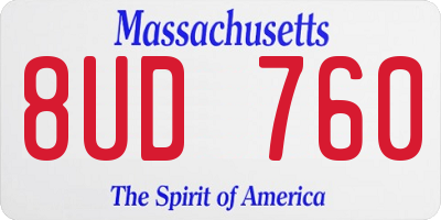 MA license plate 8UD760