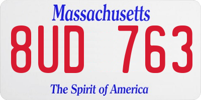 MA license plate 8UD763
