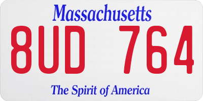 MA license plate 8UD764