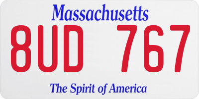 MA license plate 8UD767