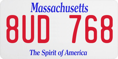 MA license plate 8UD768