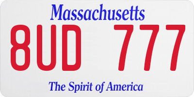 MA license plate 8UD777