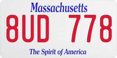 MA license plate 8UD778