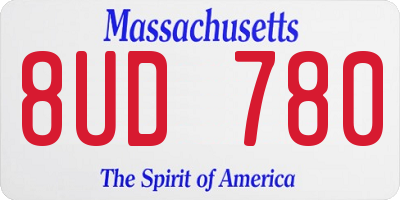 MA license plate 8UD780
