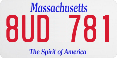 MA license plate 8UD781
