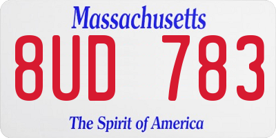 MA license plate 8UD783