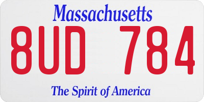 MA license plate 8UD784