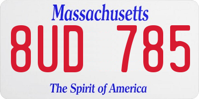 MA license plate 8UD785
