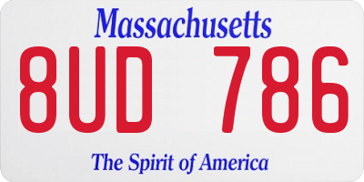 MA license plate 8UD786