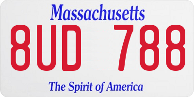 MA license plate 8UD788
