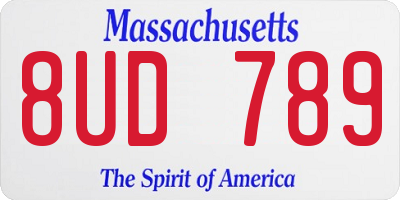 MA license plate 8UD789