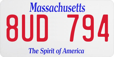 MA license plate 8UD794