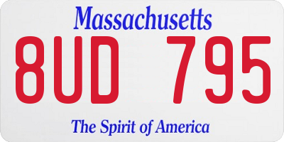 MA license plate 8UD795