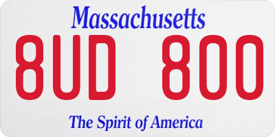 MA license plate 8UD800