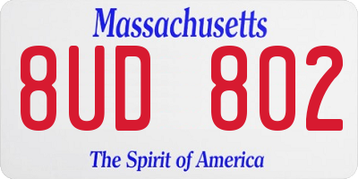 MA license plate 8UD802