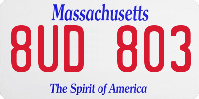 MA license plate 8UD803