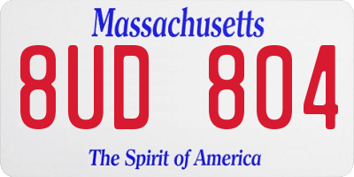 MA license plate 8UD804