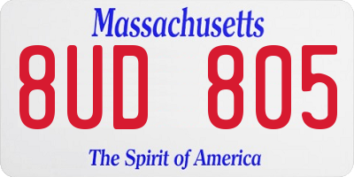 MA license plate 8UD805