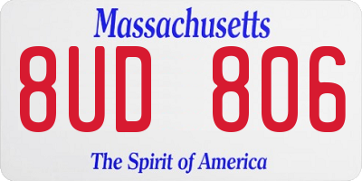 MA license plate 8UD806