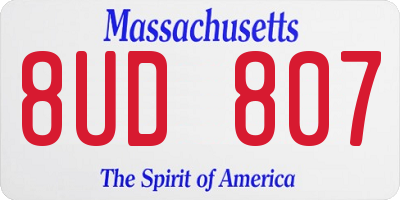 MA license plate 8UD807