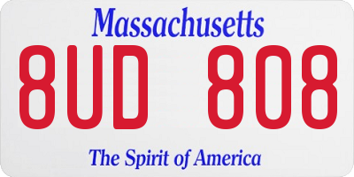 MA license plate 8UD808