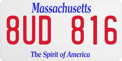 MA license plate 8UD816