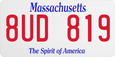 MA license plate 8UD819