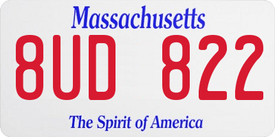 MA license plate 8UD822