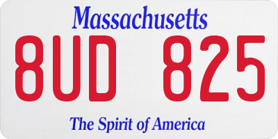 MA license plate 8UD825
