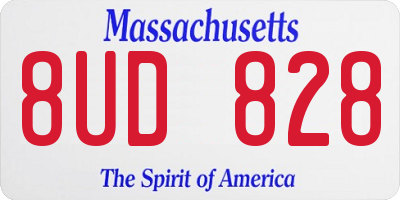 MA license plate 8UD828