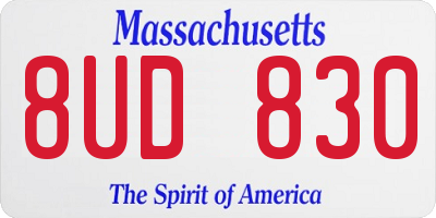 MA license plate 8UD830