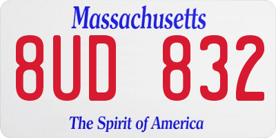 MA license plate 8UD832