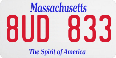 MA license plate 8UD833