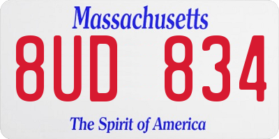MA license plate 8UD834